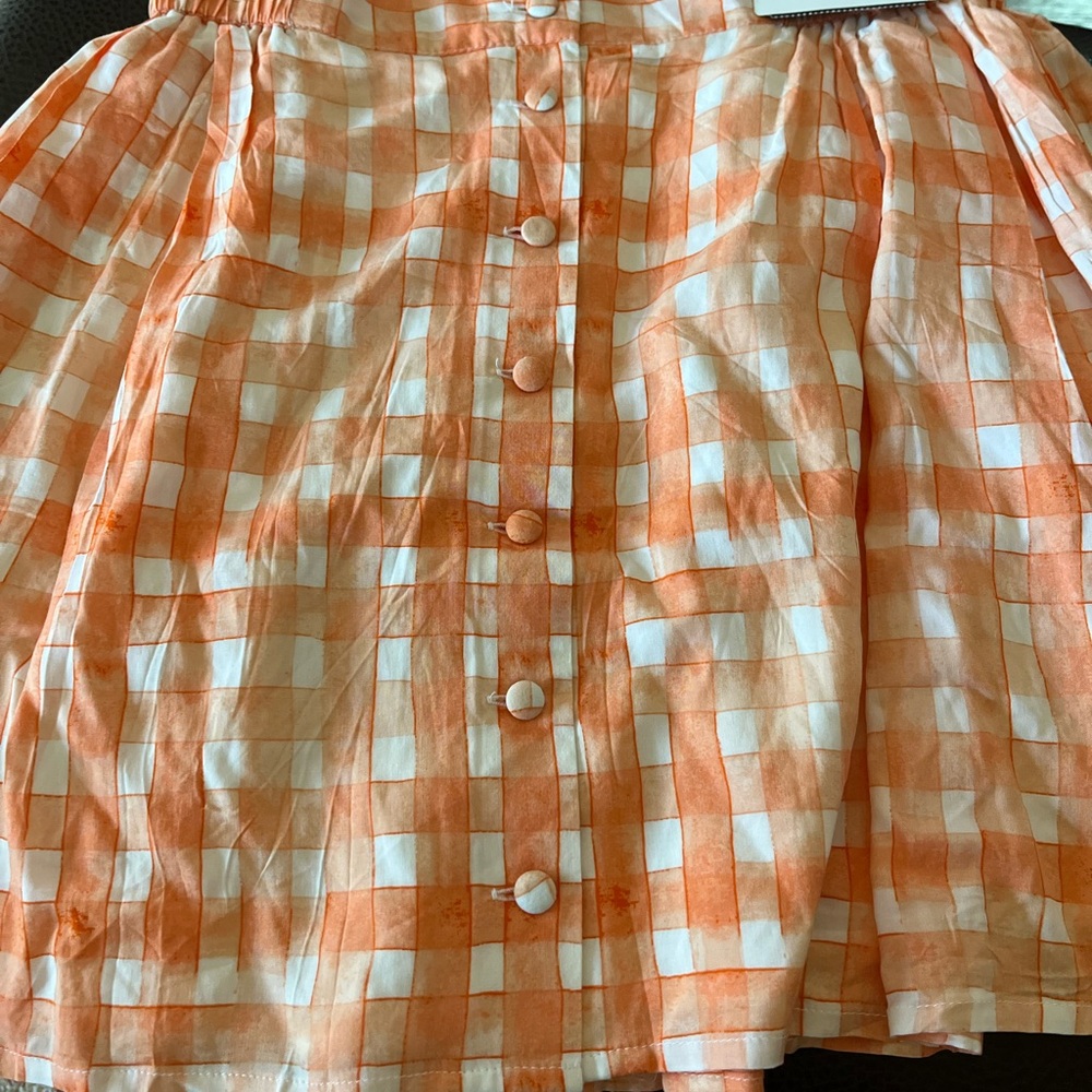 Urban outfitters , Orange Checkered A-Line Skirt